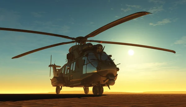 Military Helicopter Dawn Render — Stock Photo, Image