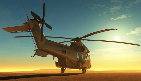 Helicóptero Militar Contra Céu Renderização — Fotografia de Stock