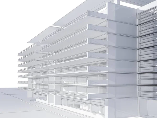 Immagine Grafica Della Costruzione Edificio Sfondo Bianco Rendering — Foto Stock