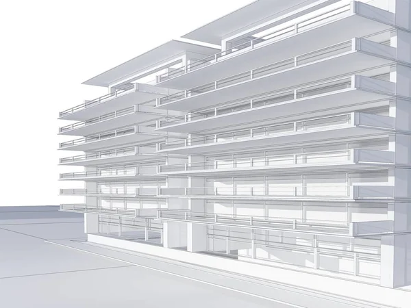 Beyaz Arkaplandaki Bina Inşaatının Grafik Görüntüsü Oluşturma — Stok fotoğraf