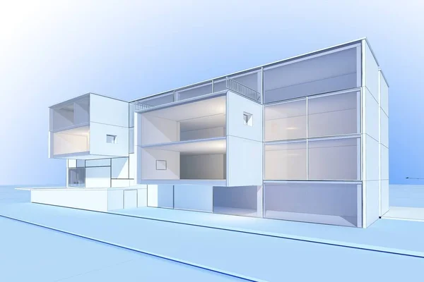 白い背景に建築のグラフィックイメージ 3Dレンダリング — ストック写真