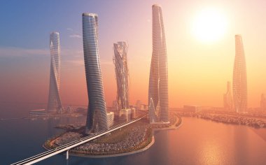 Şehrin en üst görüntüsü... 3D görüntüleme