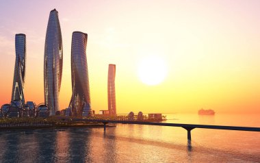 Şehrin en üst görüntüsü... 3D görüntüleme