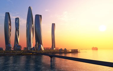 Şehrin en üst görüntüsü... 3D görüntüleme