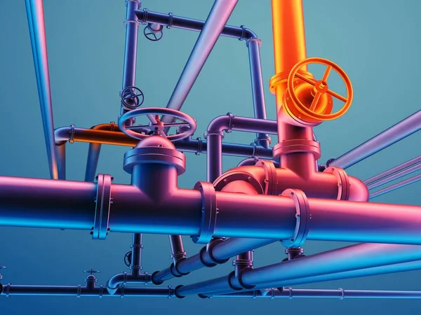 Graphical Representation Industrial Pipes Render — Stock Photo, Image