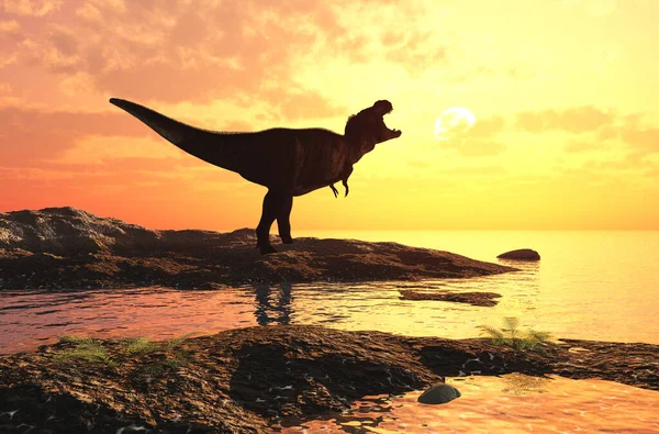 Riesiger Dinosaurier Hintergrund Des Farbenfrohen Himmels Rendering — Stockfoto