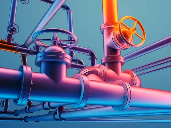 Graphical Representation Industrial Pipes Render — Stock Photo, Image