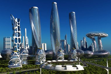Şehrin en üst görüntüsü... 3D görüntüleme