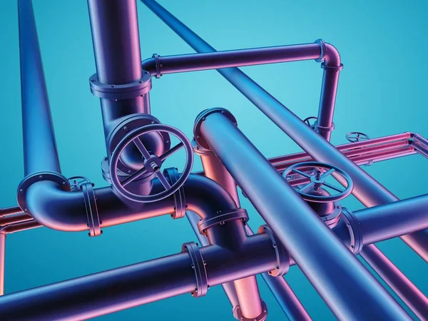 Graphical Representation Industrial Pipes Render — Stock Photo, Image