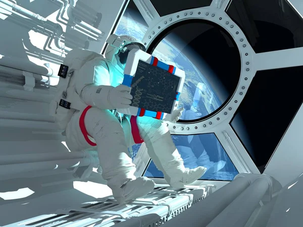 Astronauta Sentado Dentro Elemen Desta Imagem Fornecida Pela Nasa Render — Fotografia de Stock