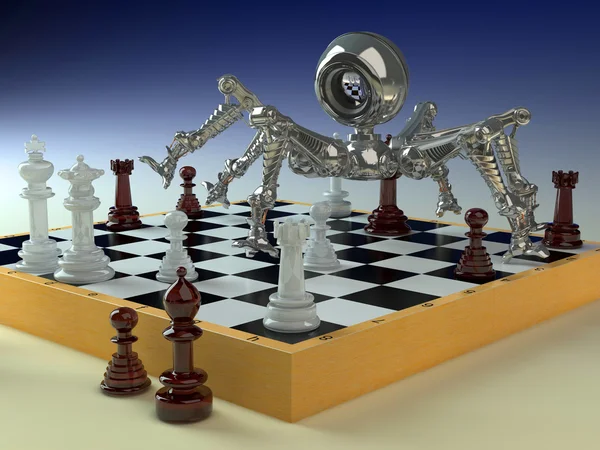 Roboter und Schach. — Stockfoto