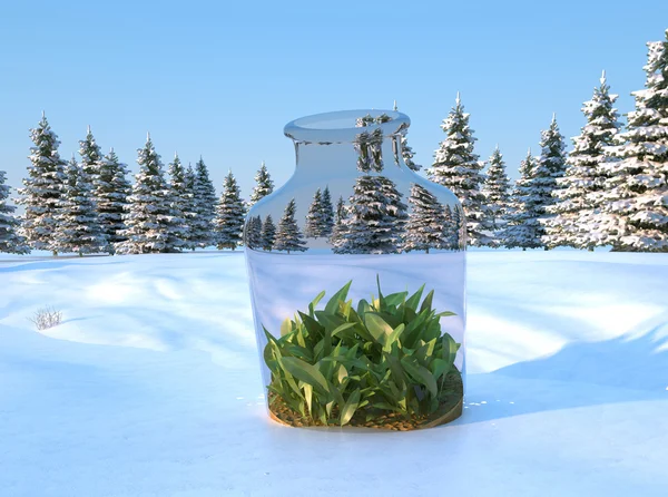 Grass in the snow. — Stock Photo, Image