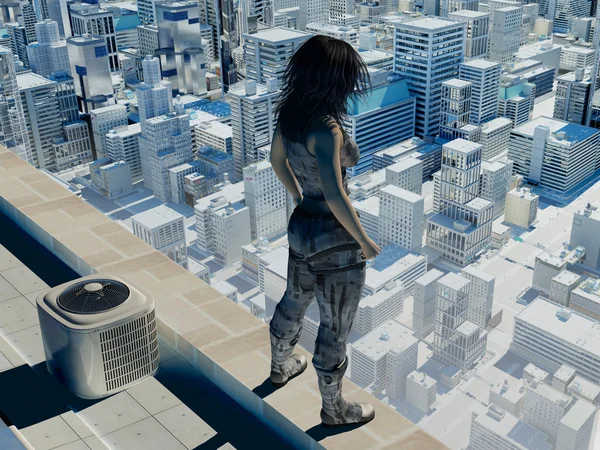 On the roof of a skyscraper. — Stock Photo, Image