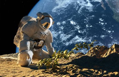 Astronot dizlerinin üzerinde
