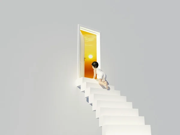 The boy on the stairs — Stock Photo, Image