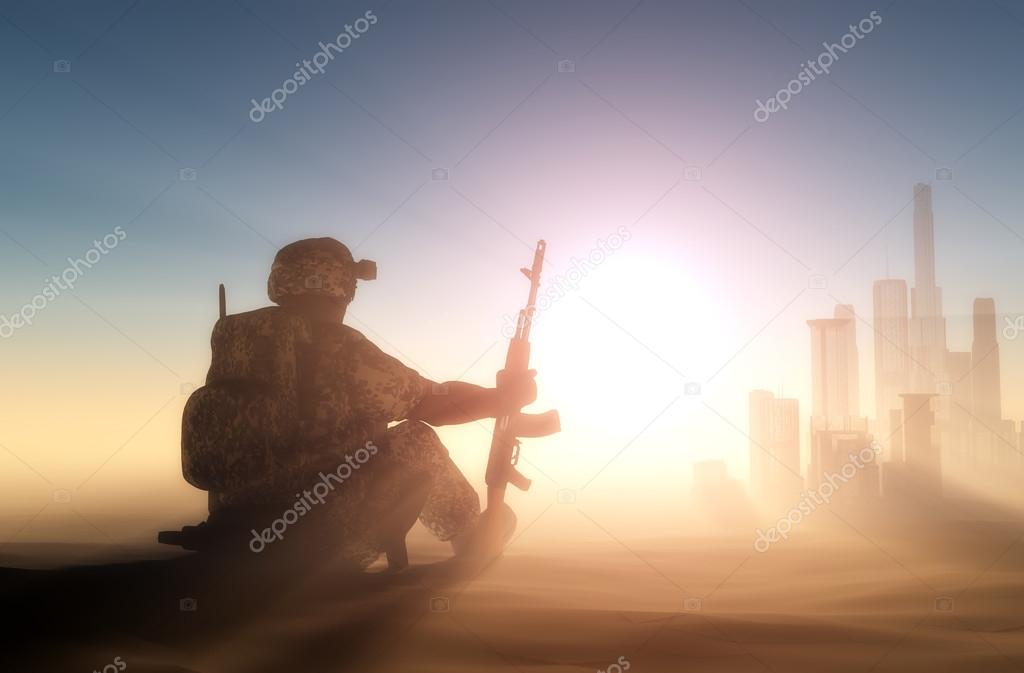 Silhouette of a soldier  , 3D