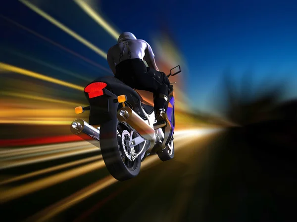 Der Motorradfahrer. 3d — Stockfoto