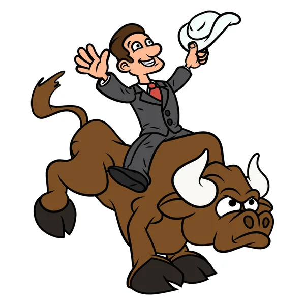 L'uomo d'affari cavalca il toro — Vettoriale Stock