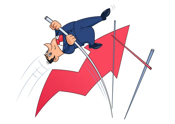 Homme d'affaires faisant le saut à la perche 4 — Image vectorielle