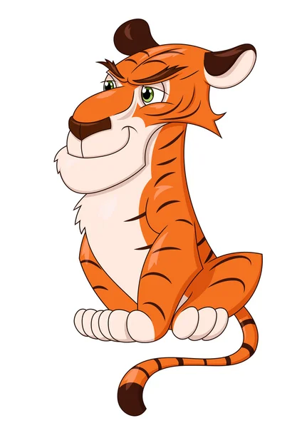 Tigre sonriente sentado 2 — Vector de stock