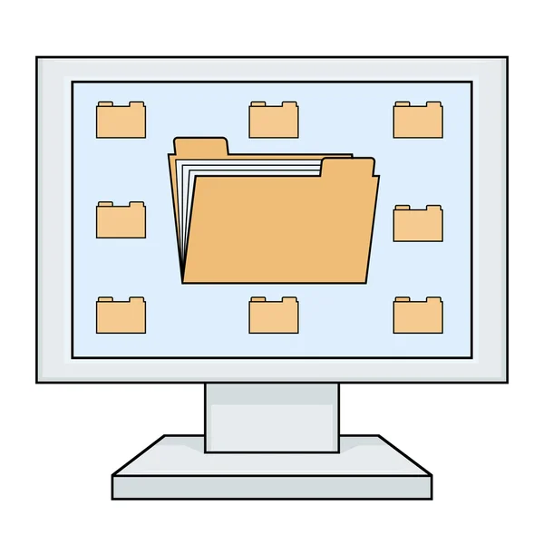 フォルダーを使用してコンピューター — ストックベクタ