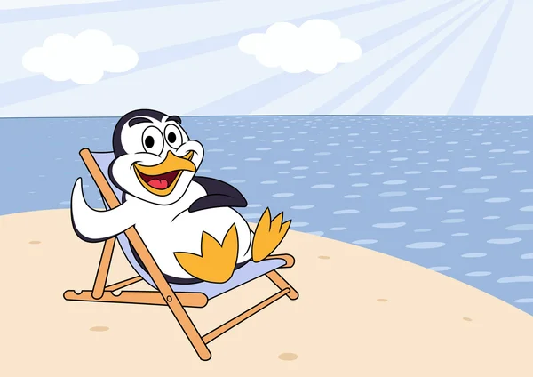 Pinguim está tomando banho de sol 2 — Vetor de Stock