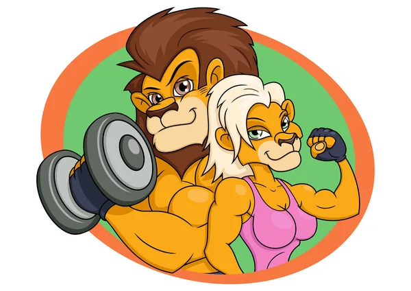 Lion et lionne posant — Image vectorielle