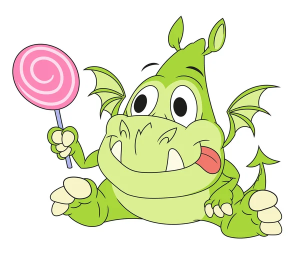 Drachenbaby mit Süßigkeiten 2 — Stockvektor