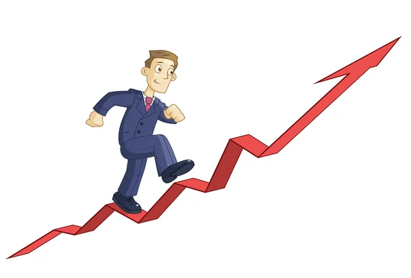 Geschäftsmann klettert die Konjunkturkurve nach oben — Stockvektor