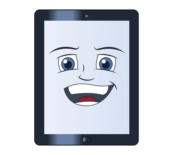 Computador tablet sorridente —  Vetores de Stock