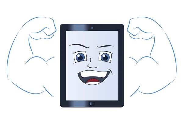 Lächelnd mächtiger Tablet-Computer — Stockvektor