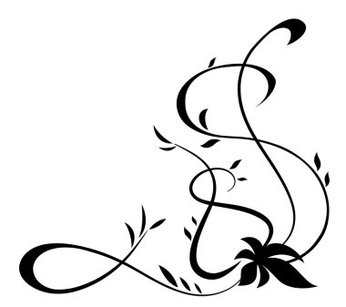 Siyah çiçek öğesi tasarım için