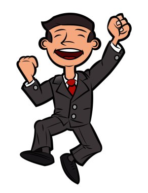 Successful happy businessman jumping 2 clipart