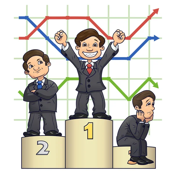 Üzletemberek 4 emelvényen állva — Stock Vector