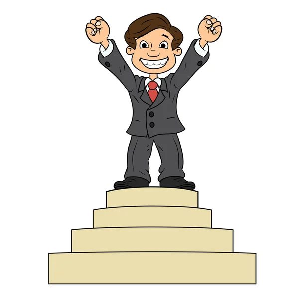 Homme d'affaires est debout sur le piédestal — Image vectorielle