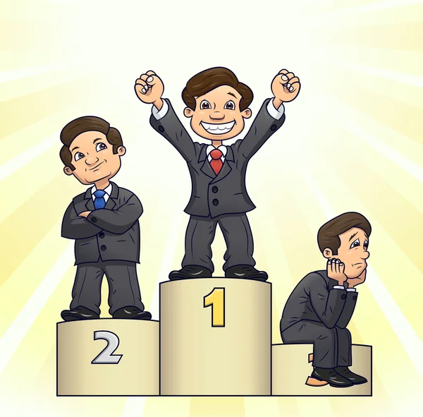 Businessmen are standing on pedestal 3 — Stock Vector