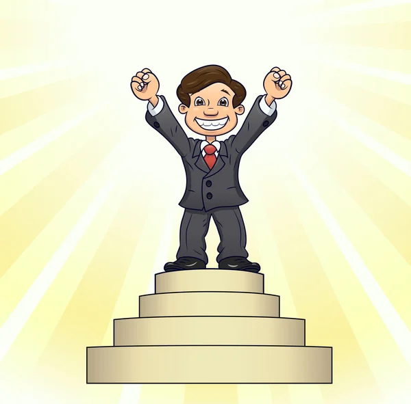 Businessman is standing on pedestal 3 — Stock Vector