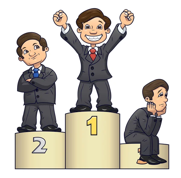 Businessmen are standing on pedestal 2 — Stock Vector