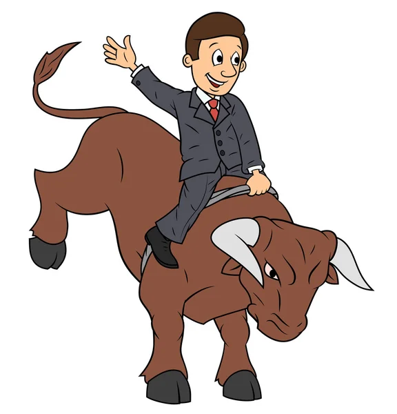 Homem de negócios está montando touro —  Vetores de Stock