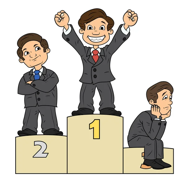 Businessmen are standing on pedestal — Stock Vector