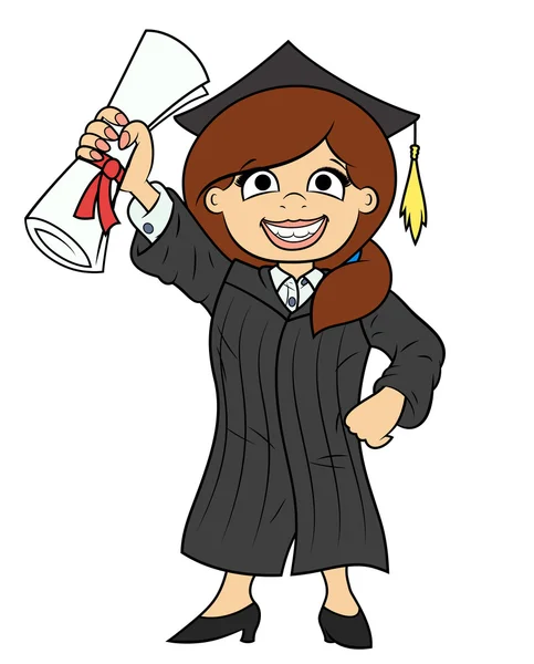 Estudiante sosteniendo su diploma — Vector de stock