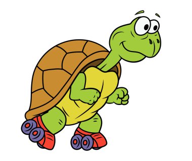 Tekerlekli paten üzerinde turtle