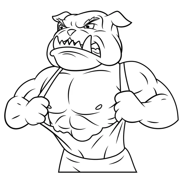 Bulldog agresivo rasgando su camisa 2 — Archivo Imágenes Vectoriales