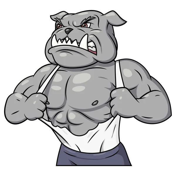 Aggressive bulldog tearing his shirt 3 — Stock Vector