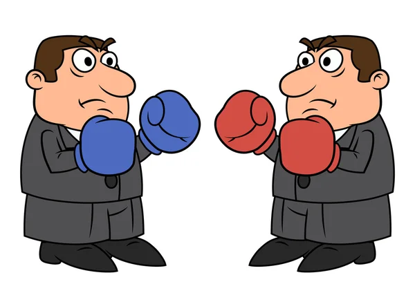 Dos hombres de negocios con guantes de boxeo — Vector de stock