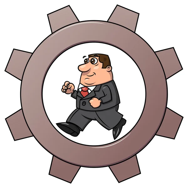 Businessman in cogwheel machine 2 — Stock Vector