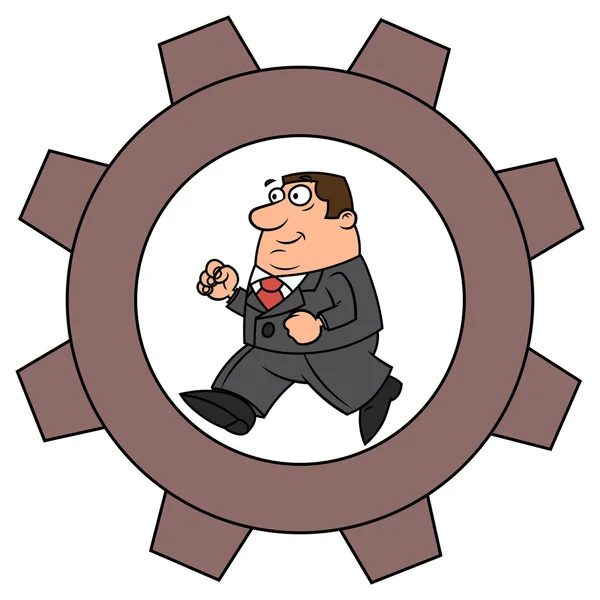 Businessman in cogwheel machine — Stock Vector