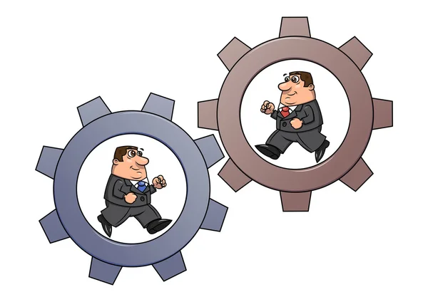 Businessmen in cogwheel machine 2 — Stock Vector