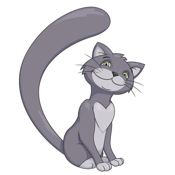 Smiling gray cat 2 — Stock Vector