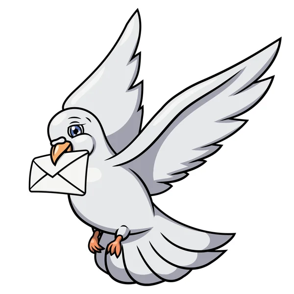 White pigeon is carrying letter 2 — Stock Vector